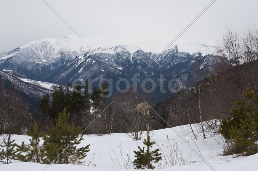 Зимний пейзаж, горы