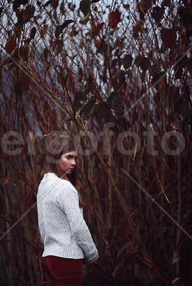 Девушка и кусты