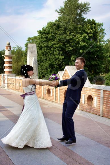 Жених, невеста и букет