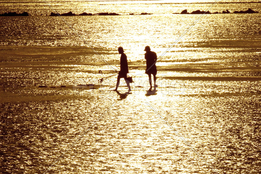 Люди на фоне заката