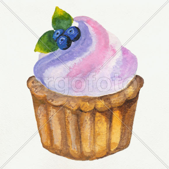 Черничный кекс (акварель)