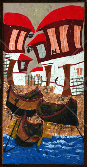  испанский берег - аппликация в стиле пэчворк (без рамы)