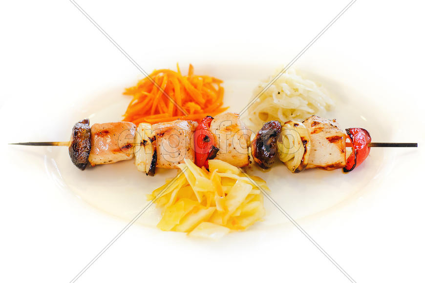 Шашлык из курицы с овощами