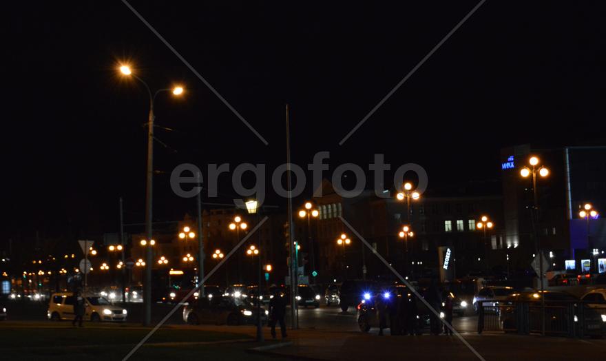 Казань - старинный и современный город освещений ночными огнями. 