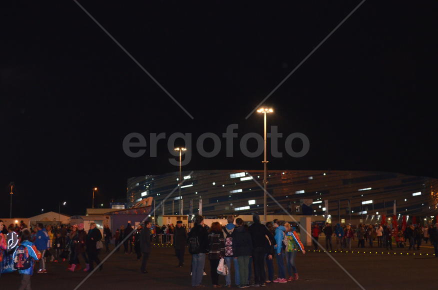 Сочи. Олимпийский парк ночью:  ледовый дворец "Шайба" 