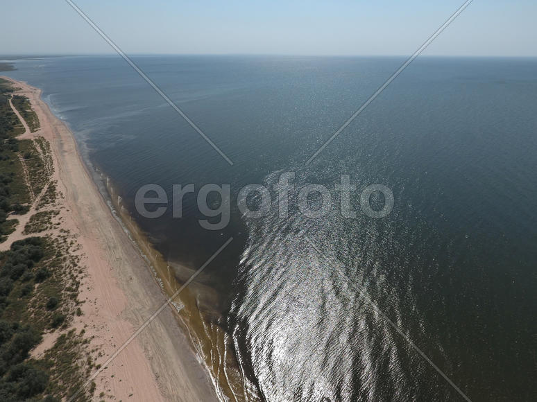 Top view of the Sea of Azov. Seaside Resort.