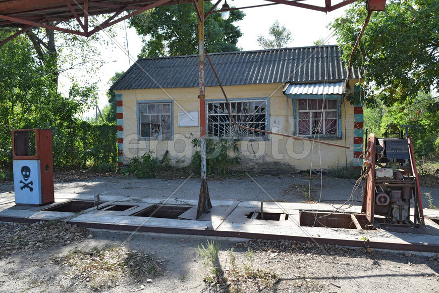 The old thrown gas station. Structure of times of socialism