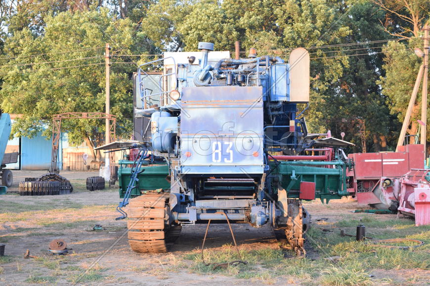 Combine harvester. Agricultural machinery for harvesting from the fields.