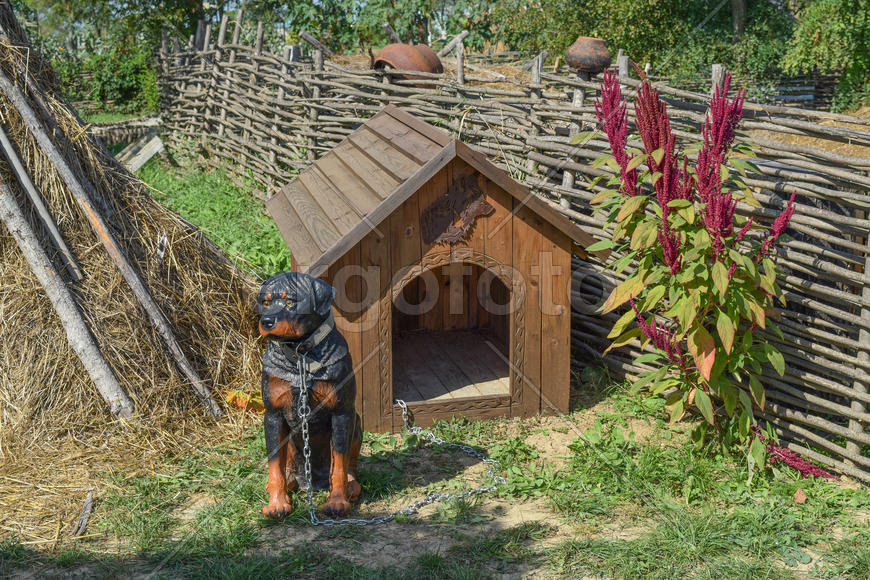 Будка с манекеном собаки 