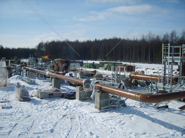 Platform of construction of pipelines. Booster pump station
