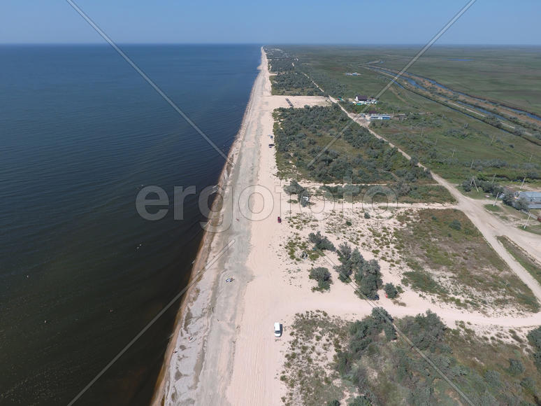 Top view of the Sea of Azov. Seaside Resort.