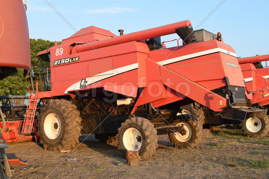Combine harvester. Agricultural machinery for harvesting from the fields.