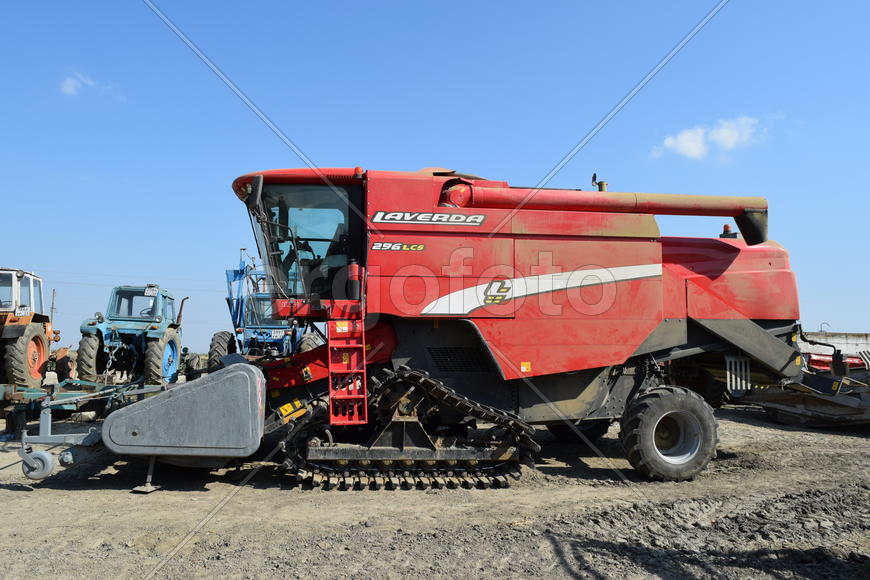 Combine harvester. Agricultural machinery for harvesting from the fields.