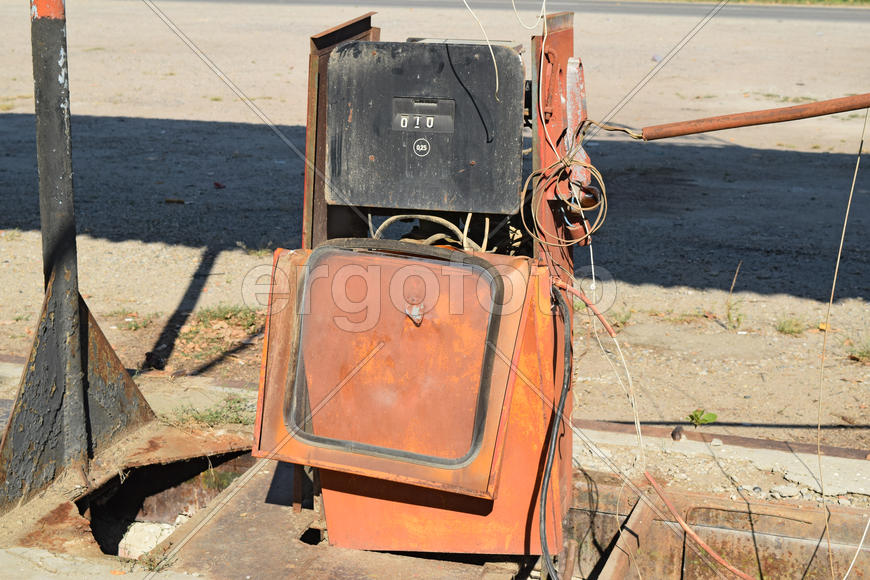 The old thrown gas station. Structure of times of socialism