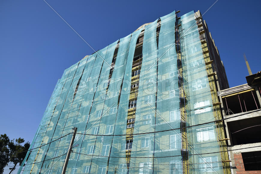 Safety net in the newly built high-rise building.