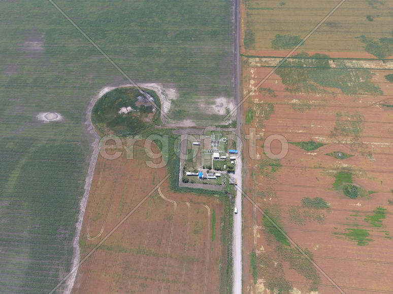 Top view of the equipment for oil separation. Equipment for the drying gas and condensate collection
