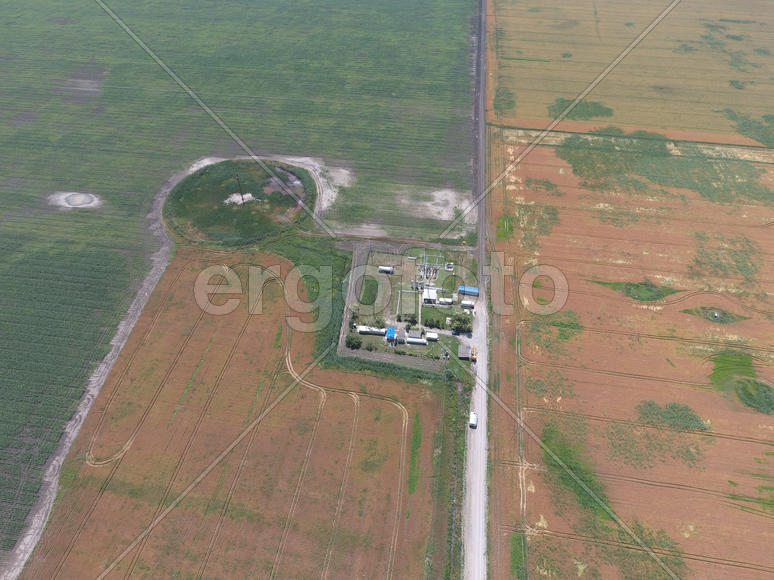 Top view of the equipment for oil separation. Equipment for the drying gas and condensate collection