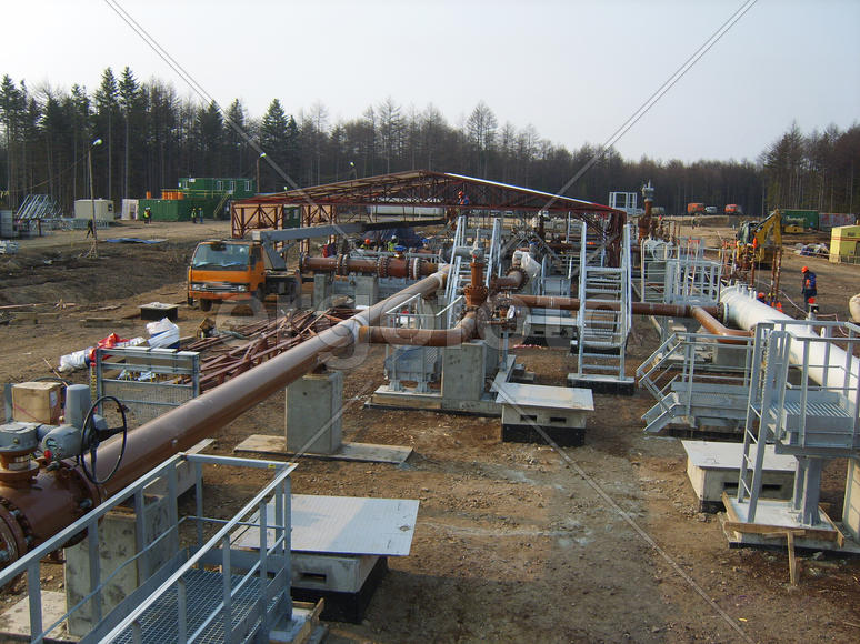 Platform of construction of pipelines. Booster pump station