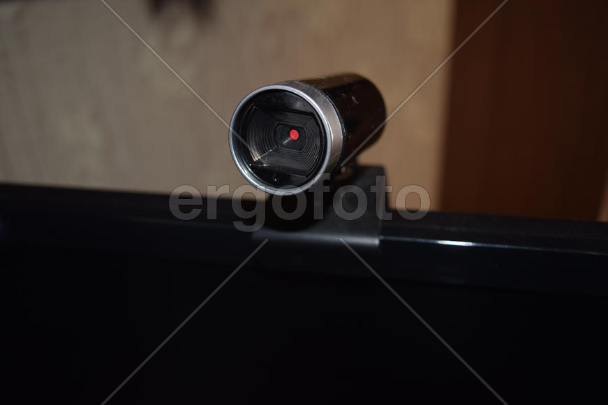 Web camera, attached to the monitor. Equipment for video