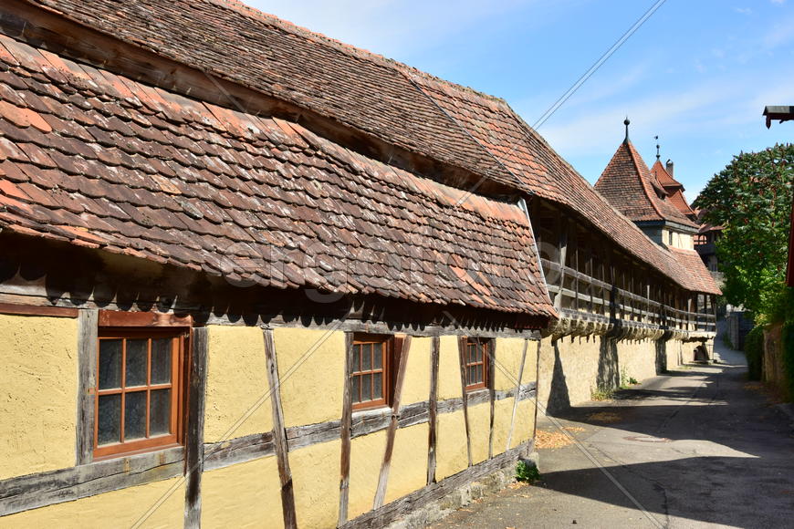 Исторический город Ротенбург в Баварии. Жилые дома 