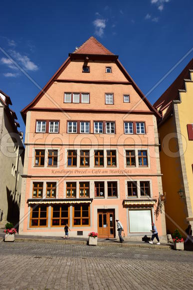 Исторический город Ротенбург в Баварии. Жилые дома 