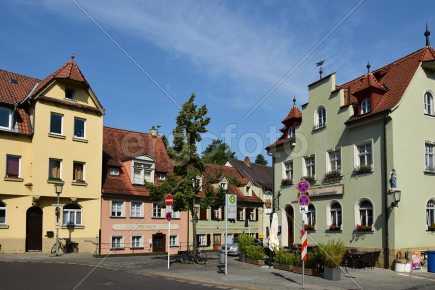 Германия - город Бамберг.Старинные жилые дома в немецком стиле 