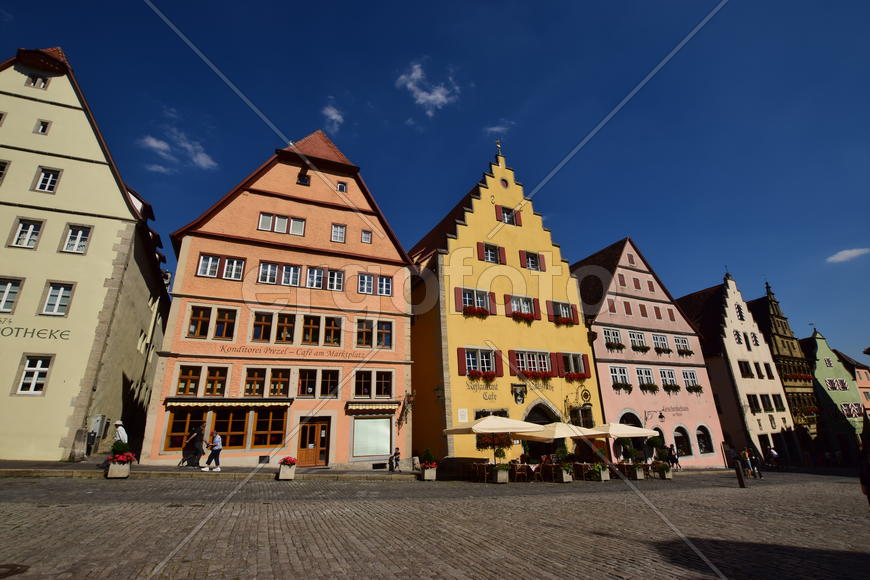 Исторический город Ротенбург в Баварии. Жилые дома 