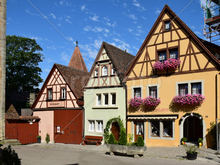 Исторический город Ротенбург в Баварии. Жилые дома 