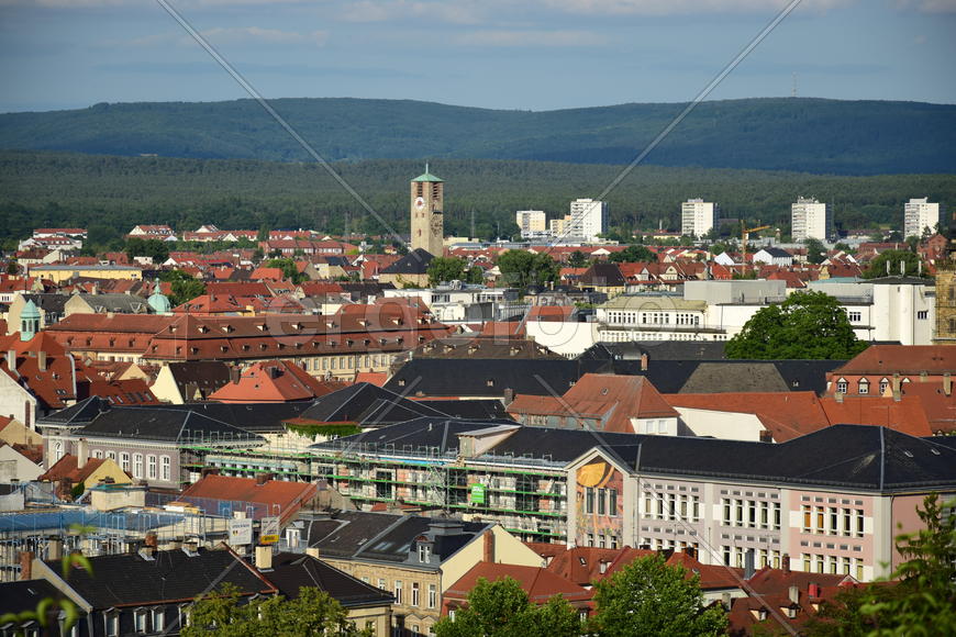Германия - город Бамберг. Панорамный вид на город 