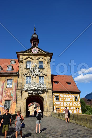 Германия - город Бамберг. Башня старинного здания 