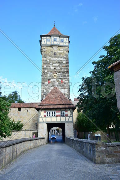 Исторический город Ротенбург в Баварии. Древнейшие здания 