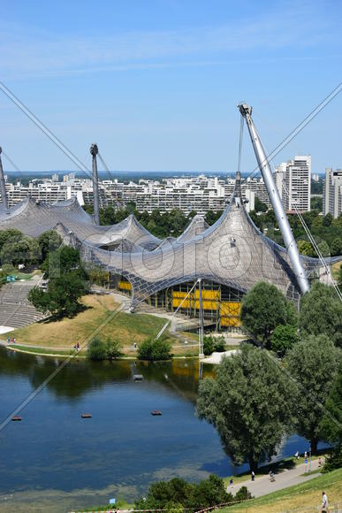 Германия, Мюнхен. Панорамный вид олимпийский стадион 