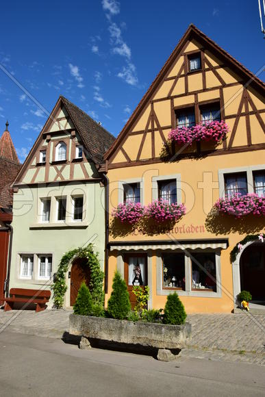 Исторический город Ротенбург в Баварии. Жилые дома 