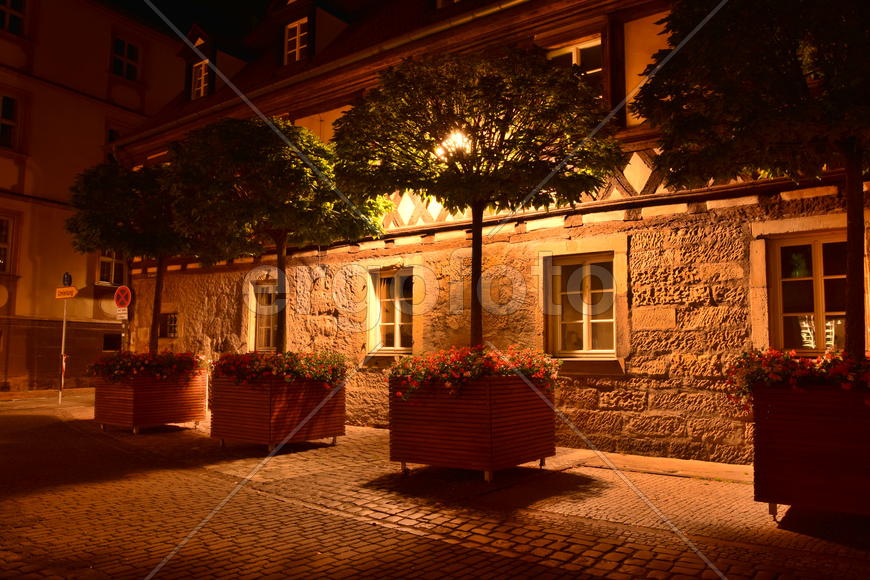 Германия - город Бамберг. Ночной город 