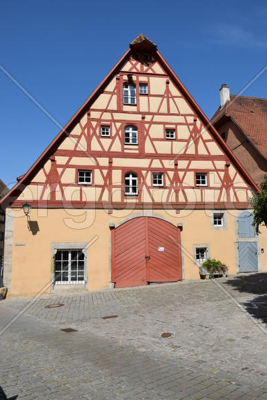 Исторический город Ротенбург в Баварии. Жилые дома 