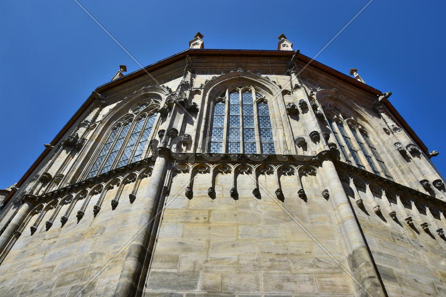 Германия - город Бамберг. Фасад старинного замка 