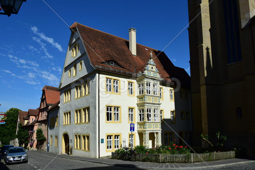 Исторический город Ротенбург в Баварии. Жилые дома 