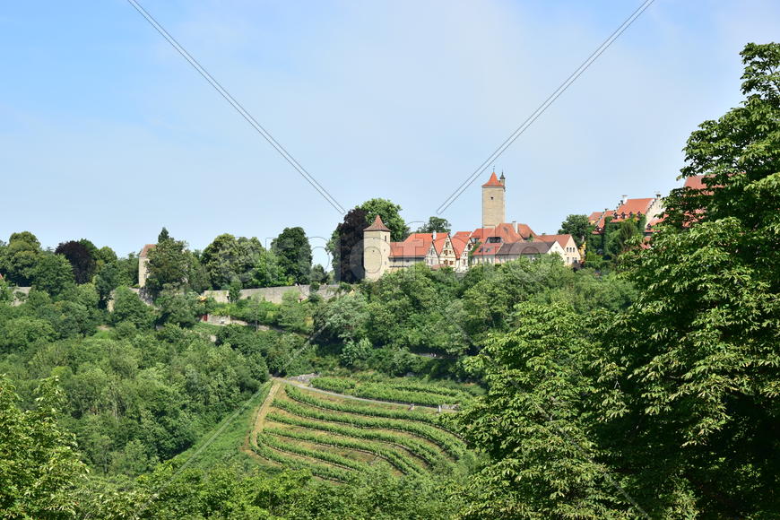 Исторический город Ротенбург в Баварии. Панорама на город 