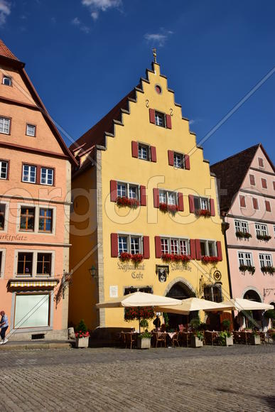 Исторический город Ротенбург в Баварии. Жилые дома 