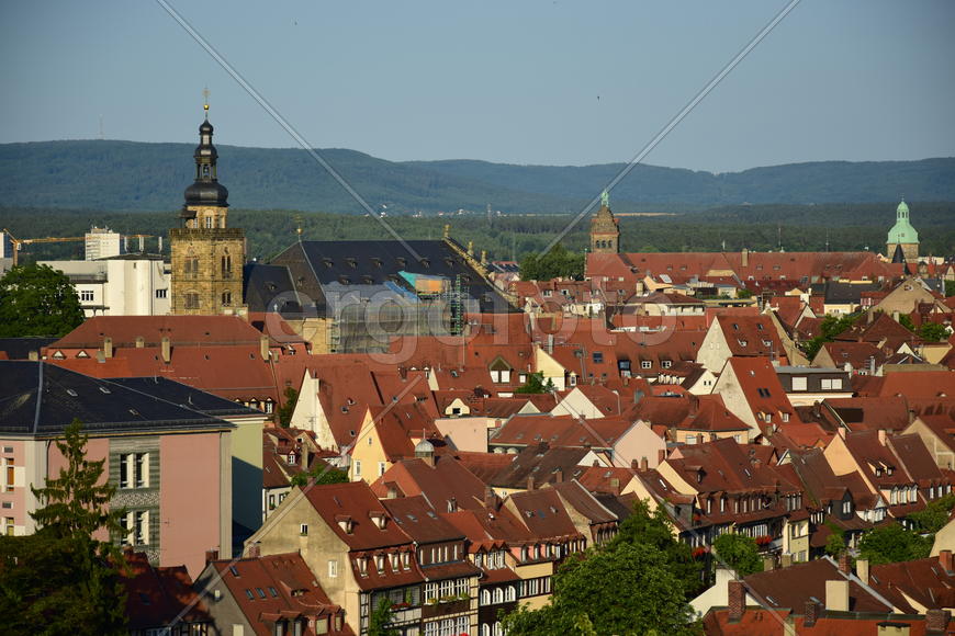 Германия - город Бамберг. Панорамный вид на город 