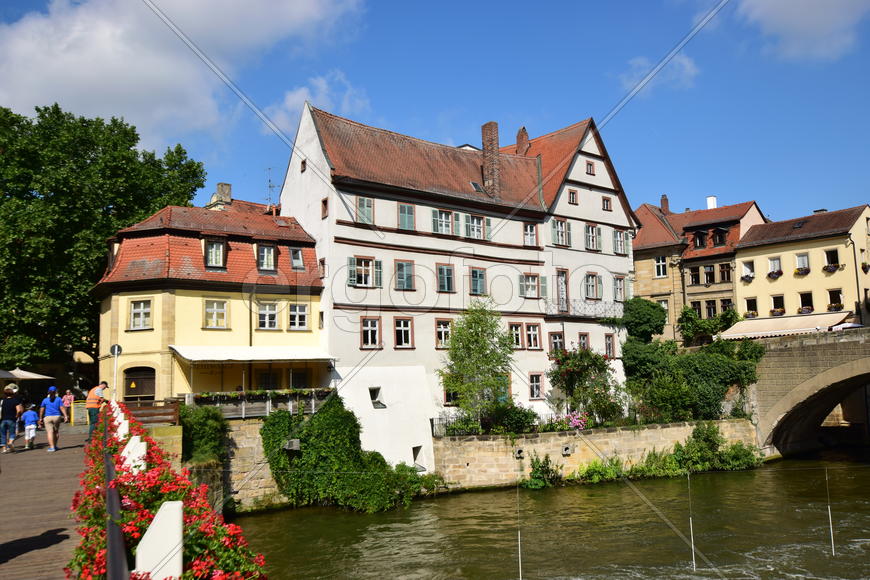 Германия - город Бамберг.Старинные жилые дома в немецком стиле 