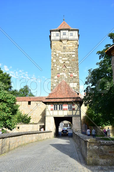 Исторический город Ротенбург в Баварии. Древнейшие здания 