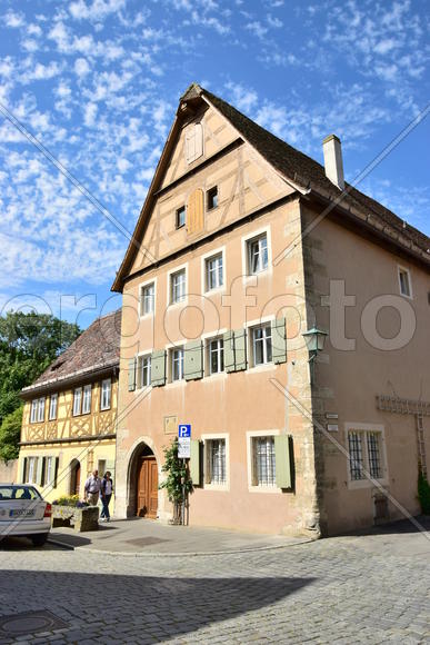 Исторический город Ротенбург в Баварии. Жилые дома 