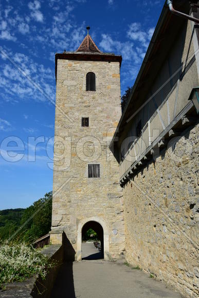 Исторический город Ротенбург в Баварии. Древнейшие здания 