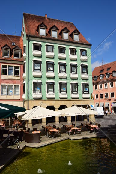 Германия - город Бамберг.Старинные жилые дома в немецком стиле 