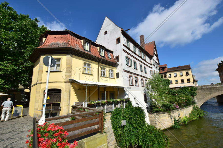 Германия - город Бамберг.Старинные жилые дома в немецком стиле 