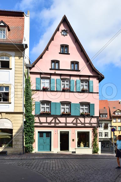 Германия - город Бамберг.Старинные жилые дома в немецком стиле 