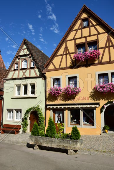 Исторический город Ротенбург в Баварии. Жилые дома 