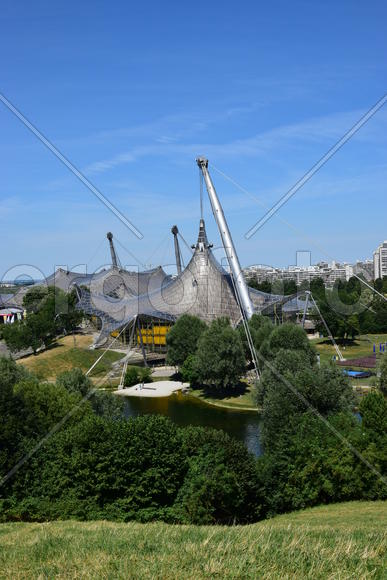 Германия, Мюнхен. Панорамный вид олимпийский стадион 