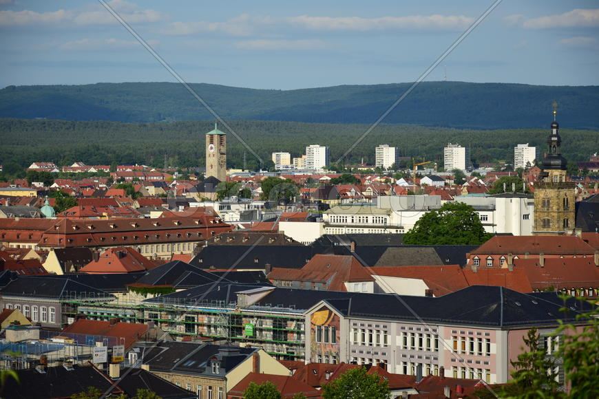 Германия - город Бамберг. Панорамный вид на город 